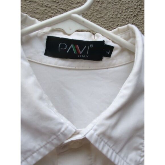 Pavi Shirt Made in Italy LG White Blue Embroidered Button Gigolo shirt - Picture 15 of 15